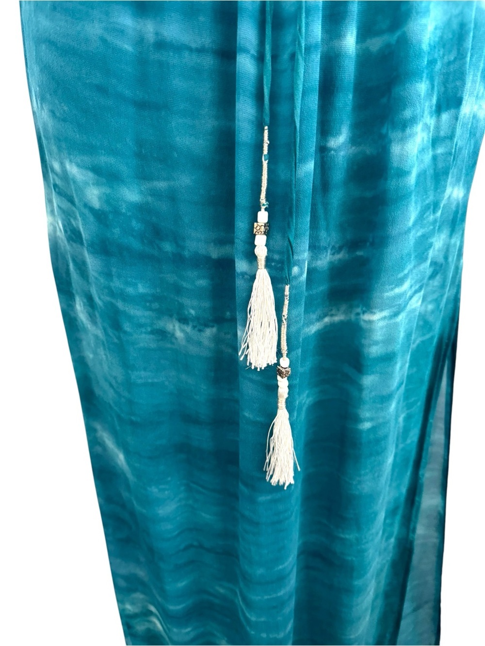 YOUNG FABULOUS & BROKE GREEN BLUE FLOWY SUMMER RESORT-WEAR MAXI DRESS SZ S - Picture 6 of 8